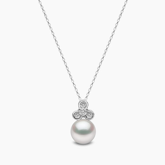18k White Gold Freshwater Pearl and Diamond Necklace