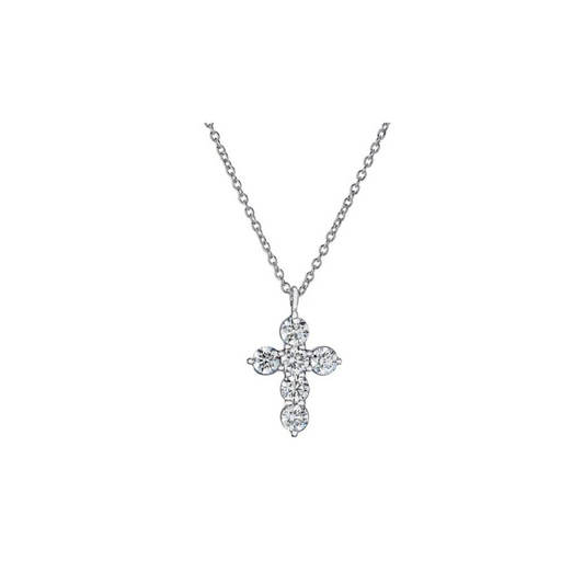 18kt White Gold Cross Necklace