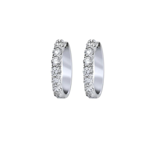 18kt White Gold Diamond Hoop Earrings