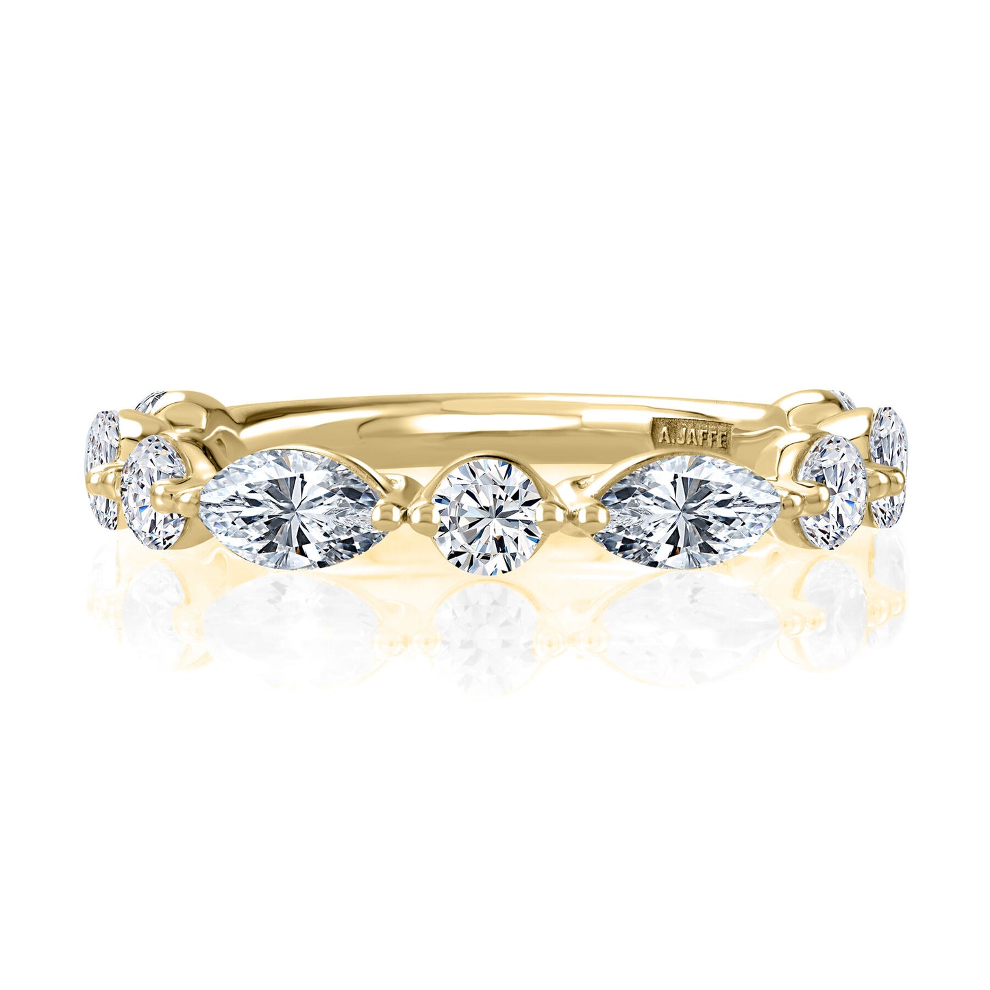 Yellow Gold Round and Marquise Wedding Band