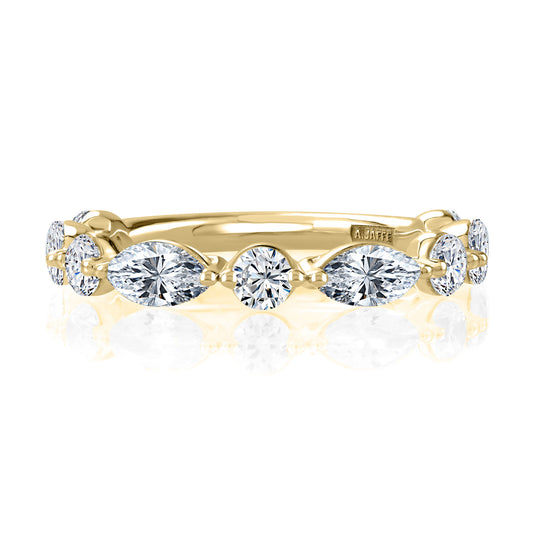 Yellow Gold Round and Marquise Wedding Band
