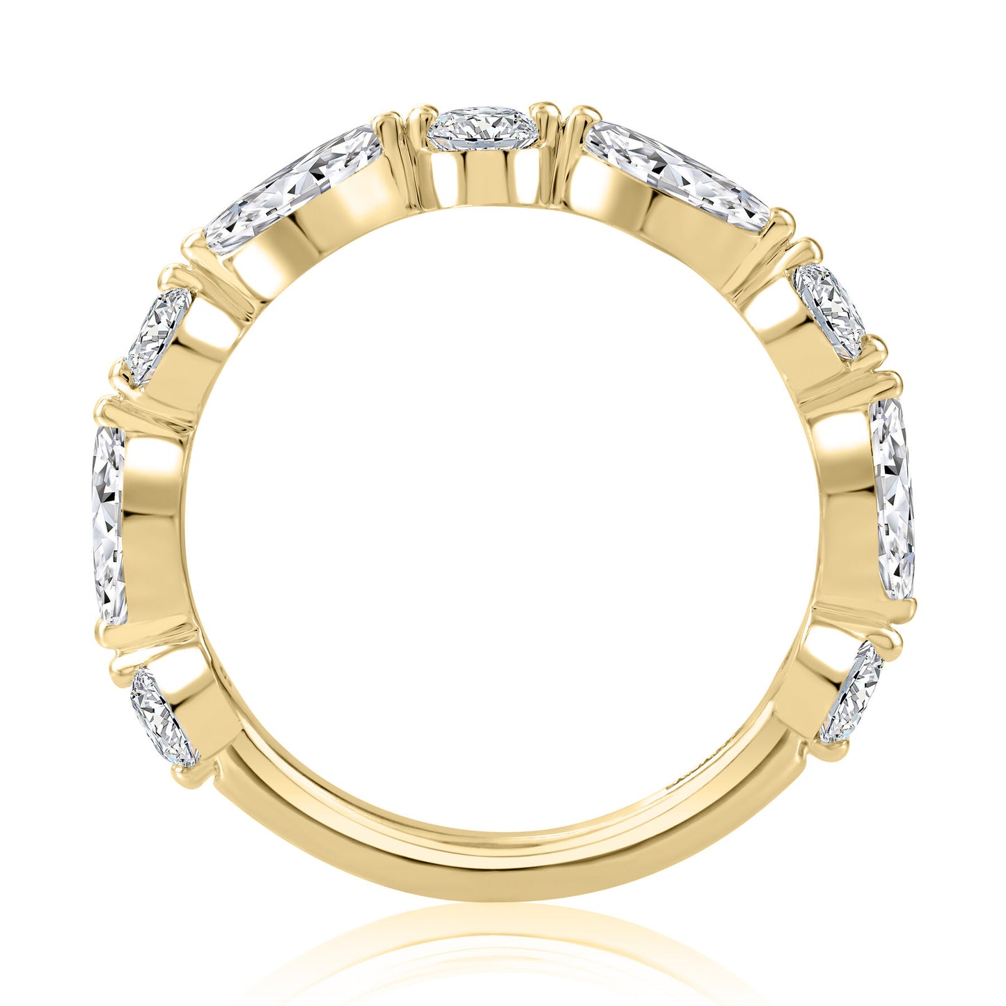 Yellow Gold Round and Marquise Wedding Band
