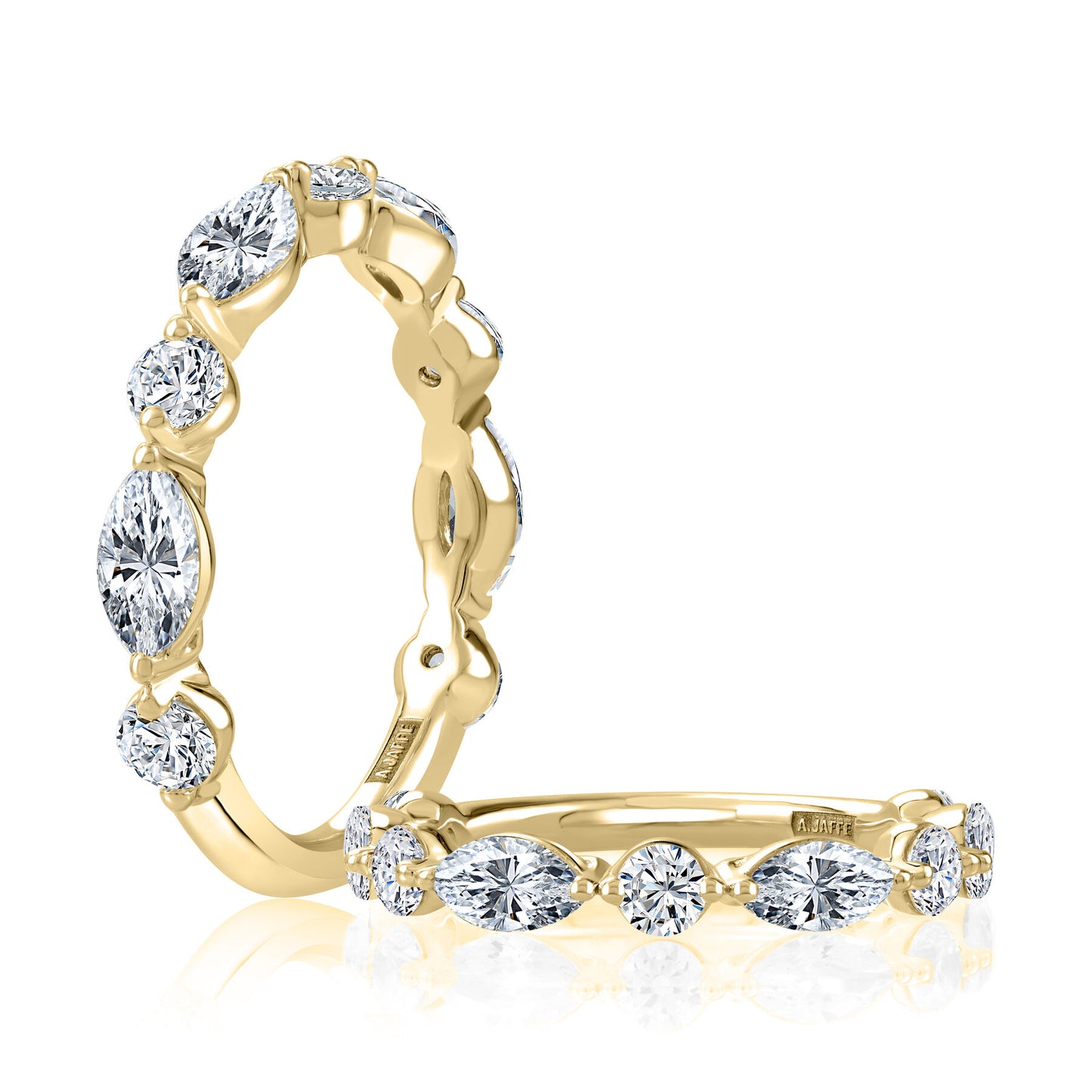 Yellow Gold Round and Marquise Wedding Band