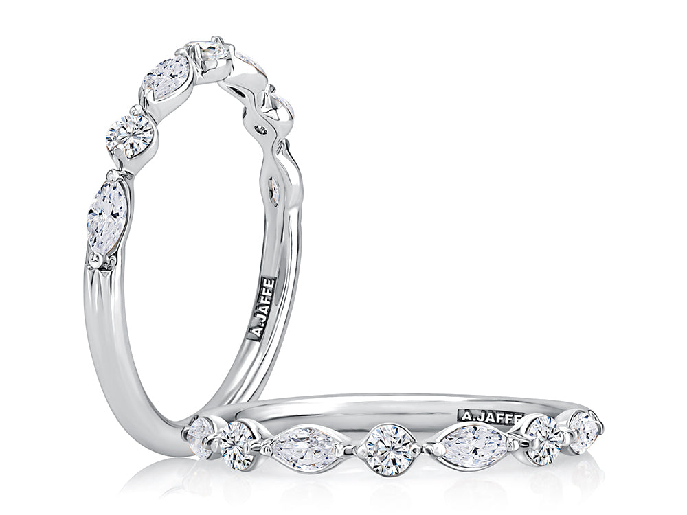 Marquise and Round Diamond Wedding Band