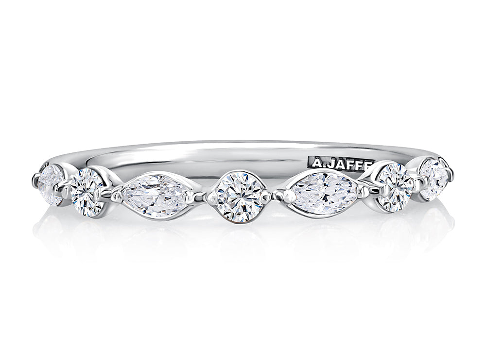 Marquise and Round Diamond Wedding Band