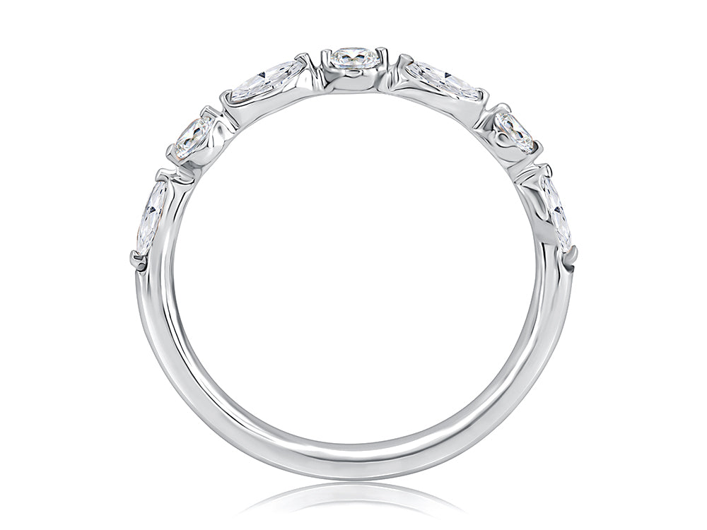 Marquise and Round Diamond Wedding Band
