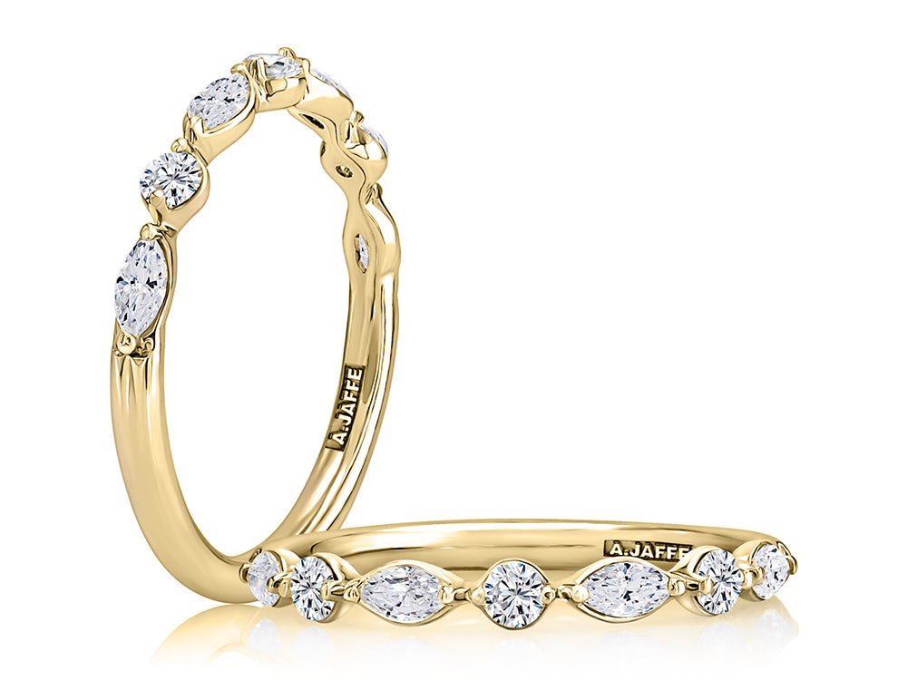 Marquise and Round Diamond Wedding Band