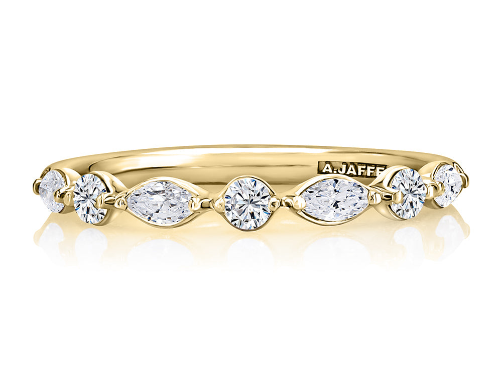 Marquise and Round Diamond Wedding Band