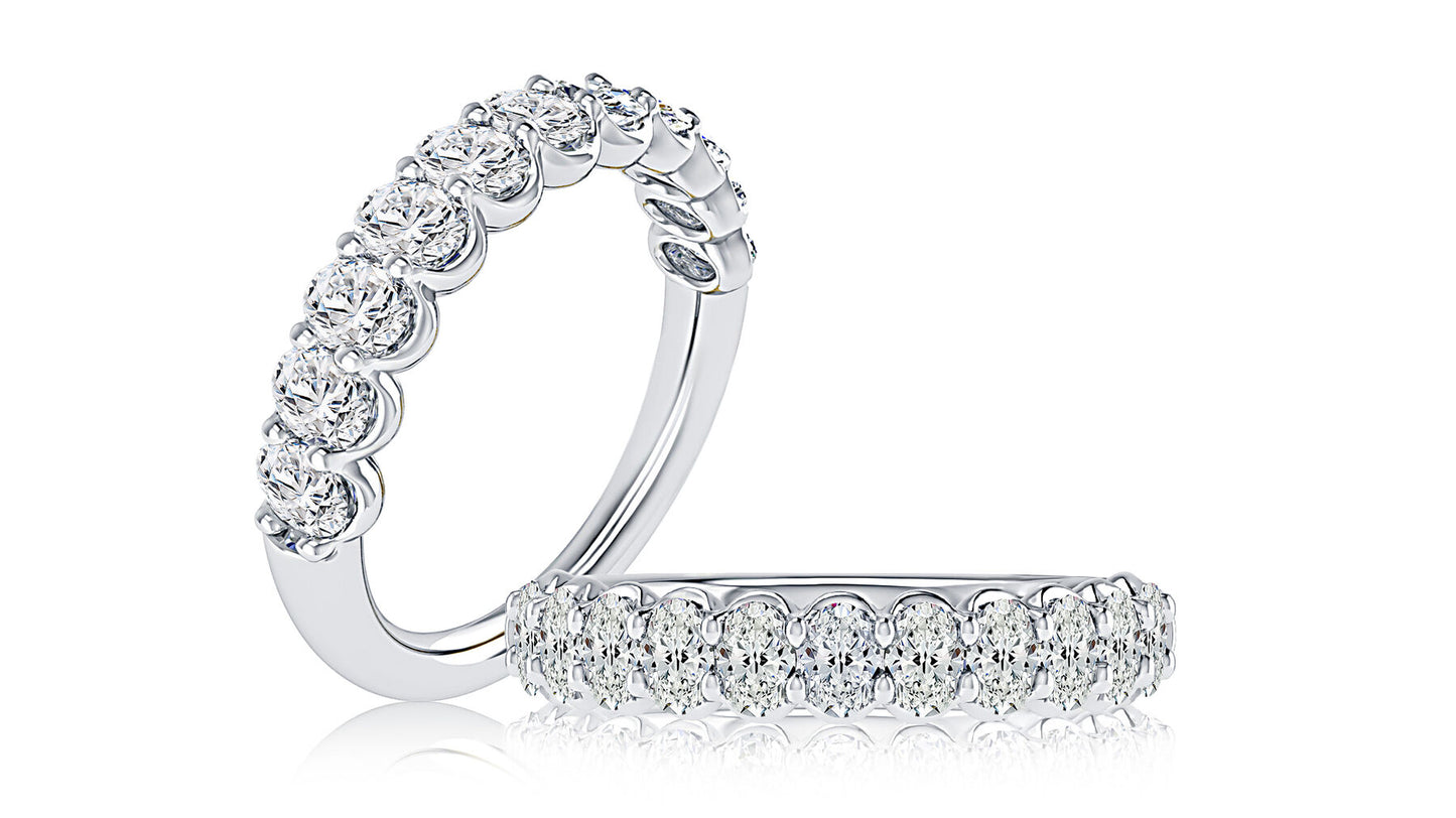 Classic Oval Shaped Halfway Diamond Band