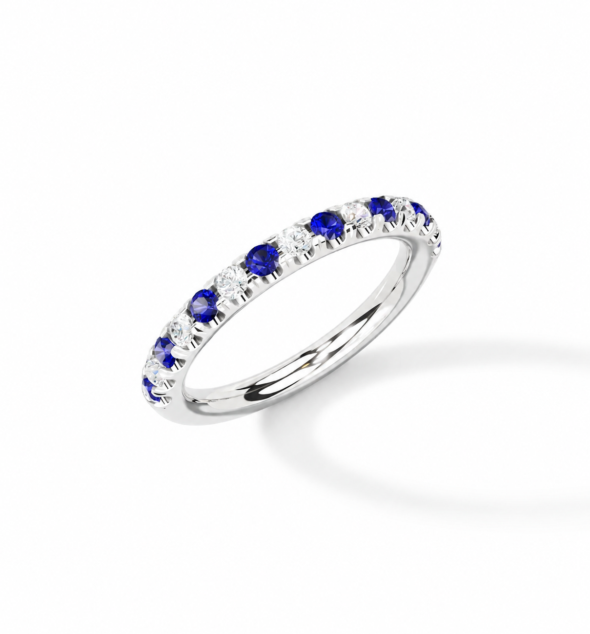 Platinum Diamond and Sapphire Band