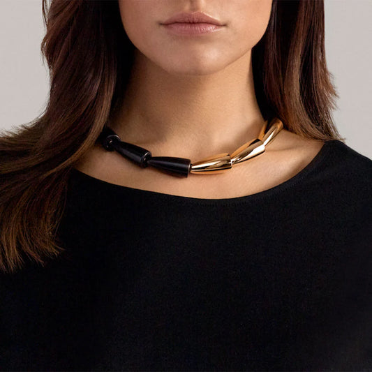 18k Rose Gold and Ebony Calla Necklace