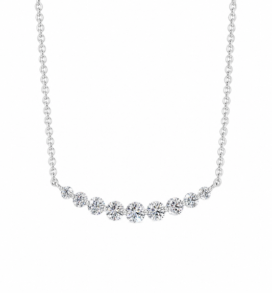 18k White Gold Diamond Bar Necklace