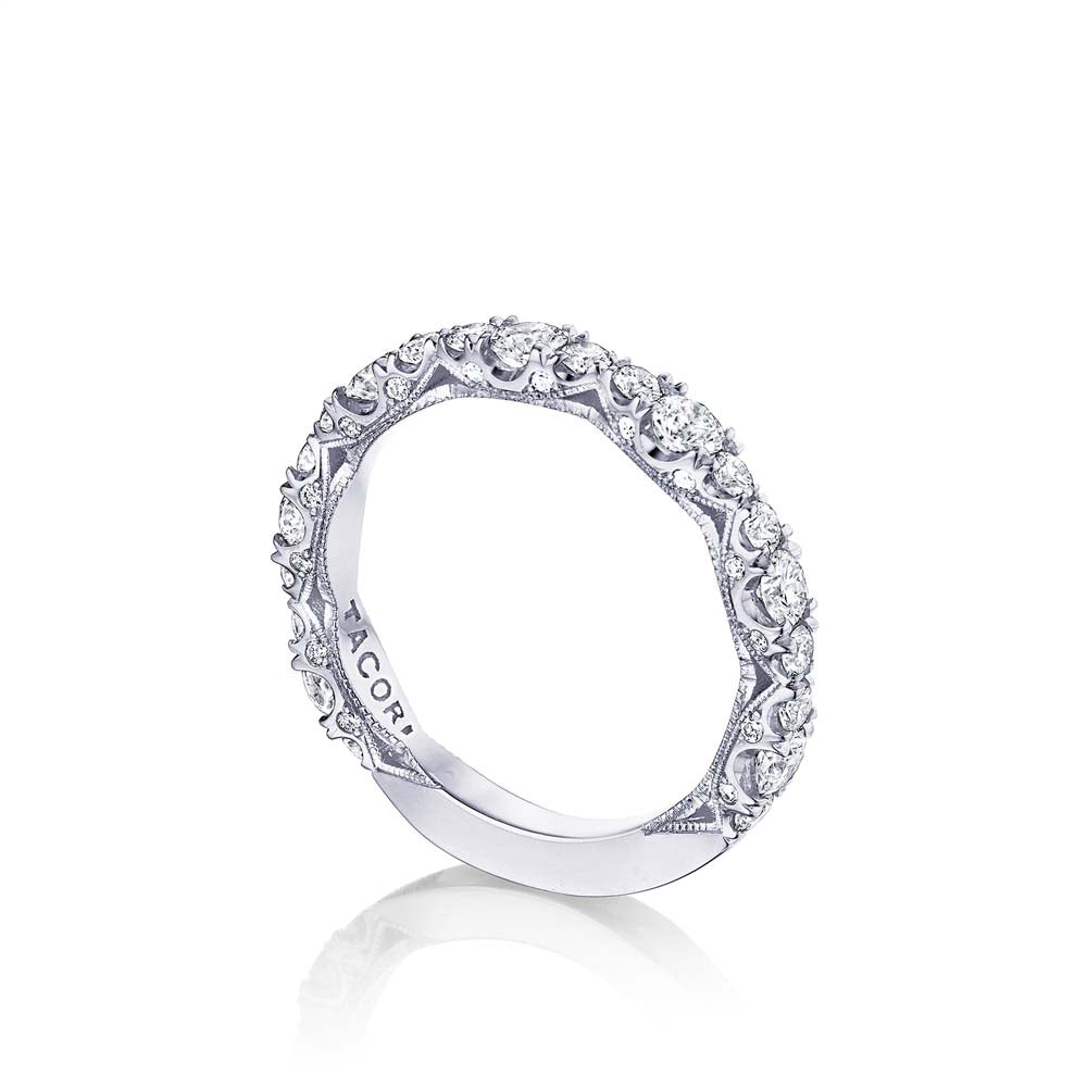 Platinum Classic Crescent RoyalT Diamond Wedding Band