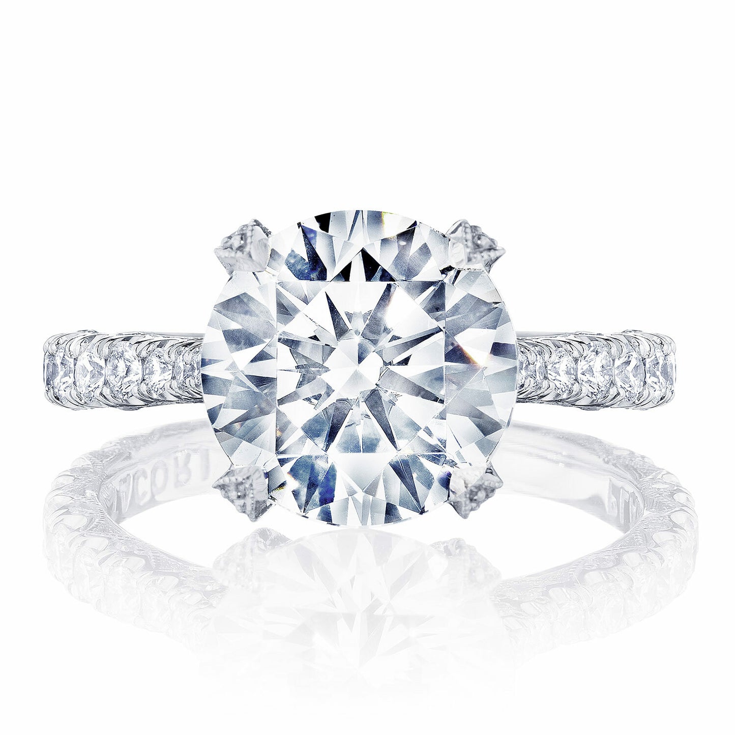 Petite Crescent RoyalT Round Cathedral Engagement Ring