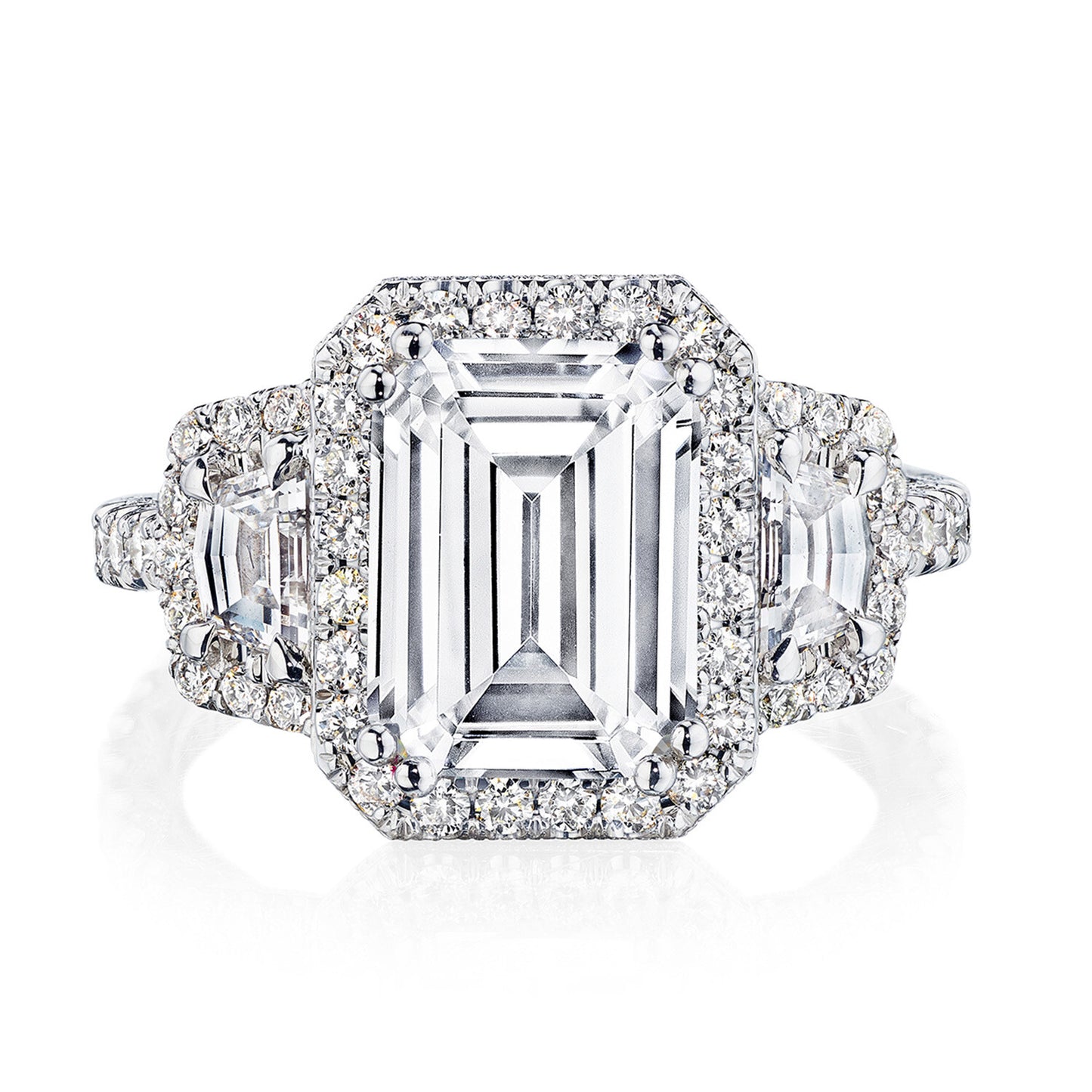 Petite Crescent RoyalT Emerald 3-Stone Engagement Ring