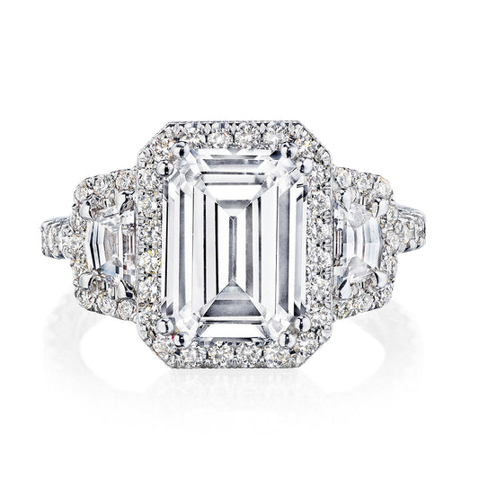 Petite Crescent RoyalT Emerald 3-Stone Engagement Ring