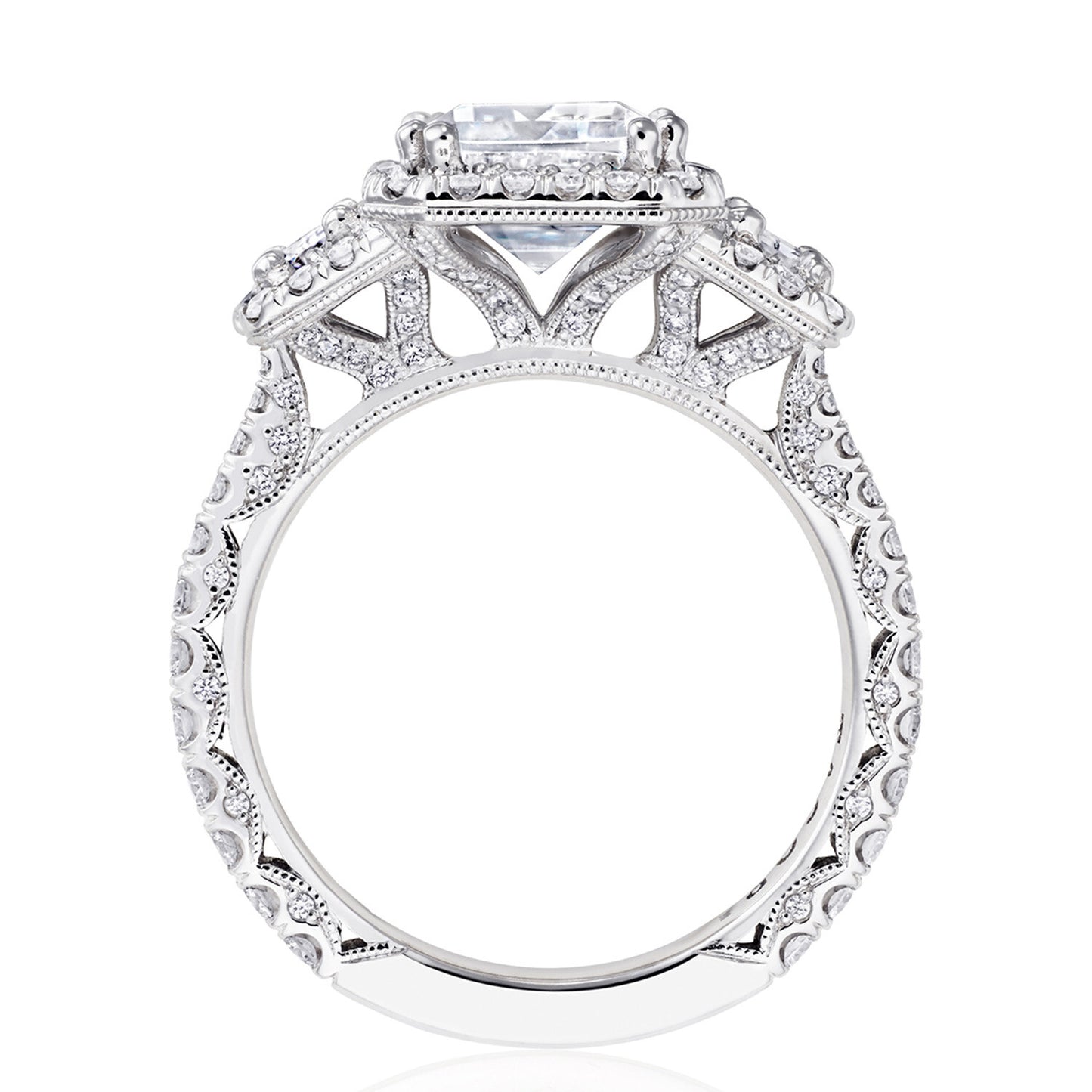 Petite Crescent RoyalT Emerald 3-Stone Engagement Ring